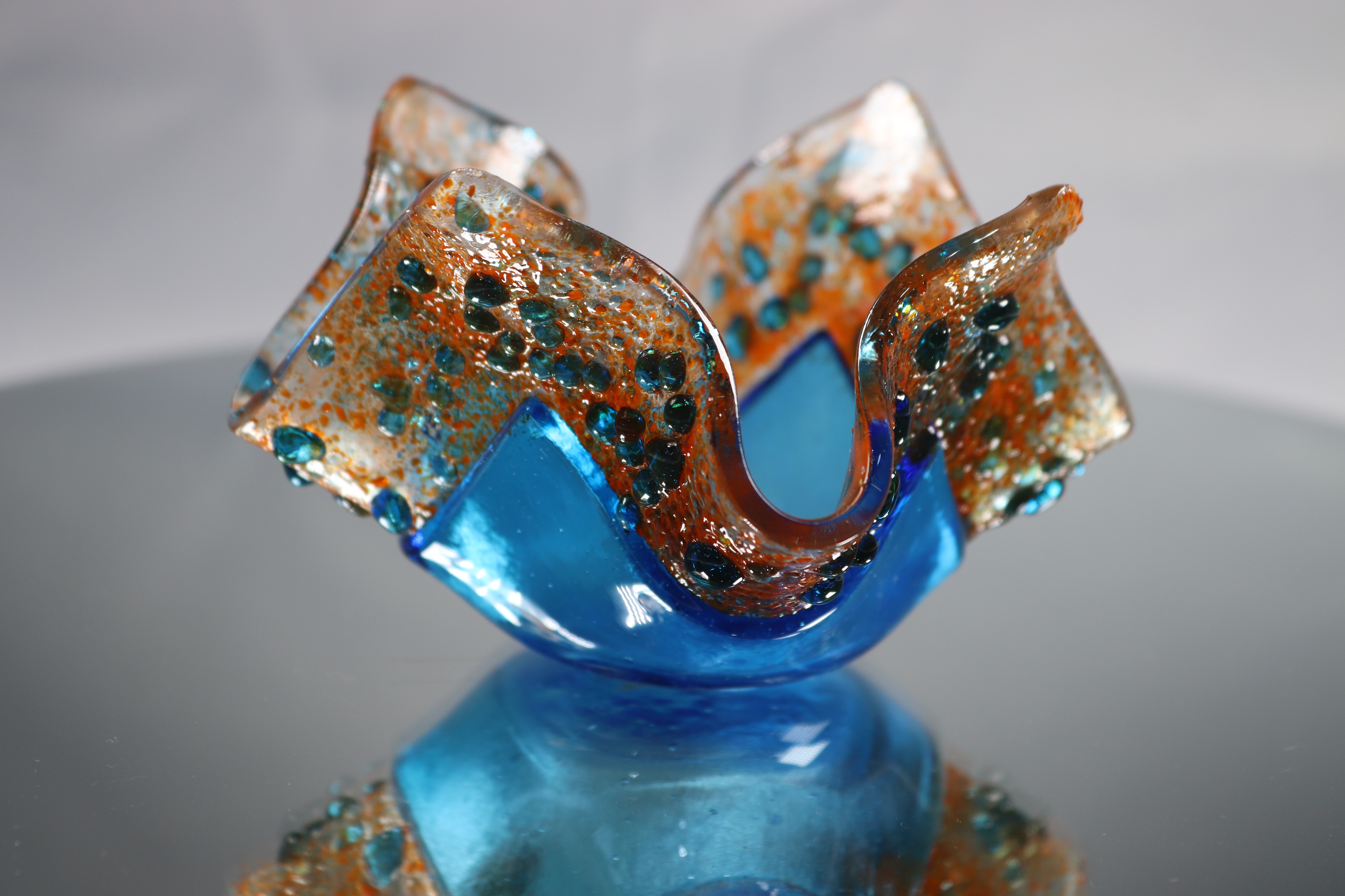 Handcrafted Retro Fused Glass Art Vase