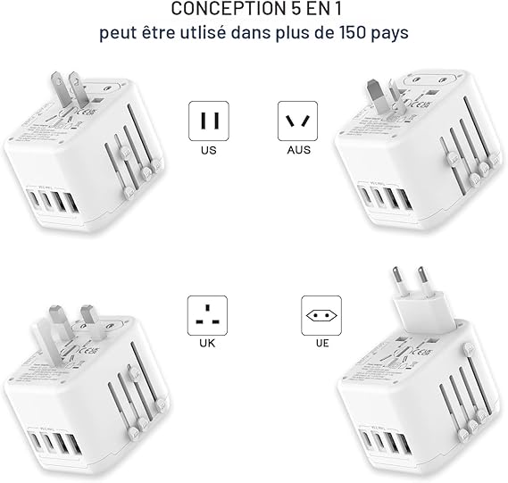 Adaptateur de Voyage Universel Compact et Sécurisé (Amazon CA)