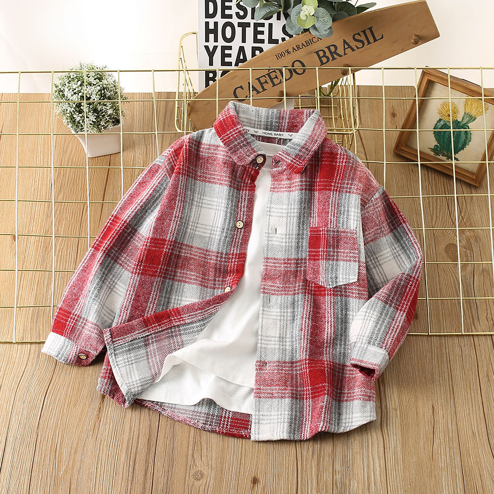 Red Plaid Flannel Shirt for Kids