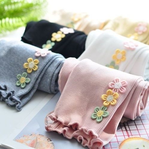 Floral Embroidered Girls Leggings