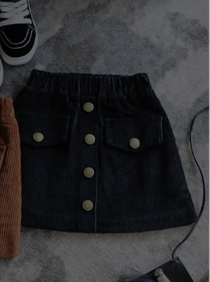 Black Corduroy Mini Skirt