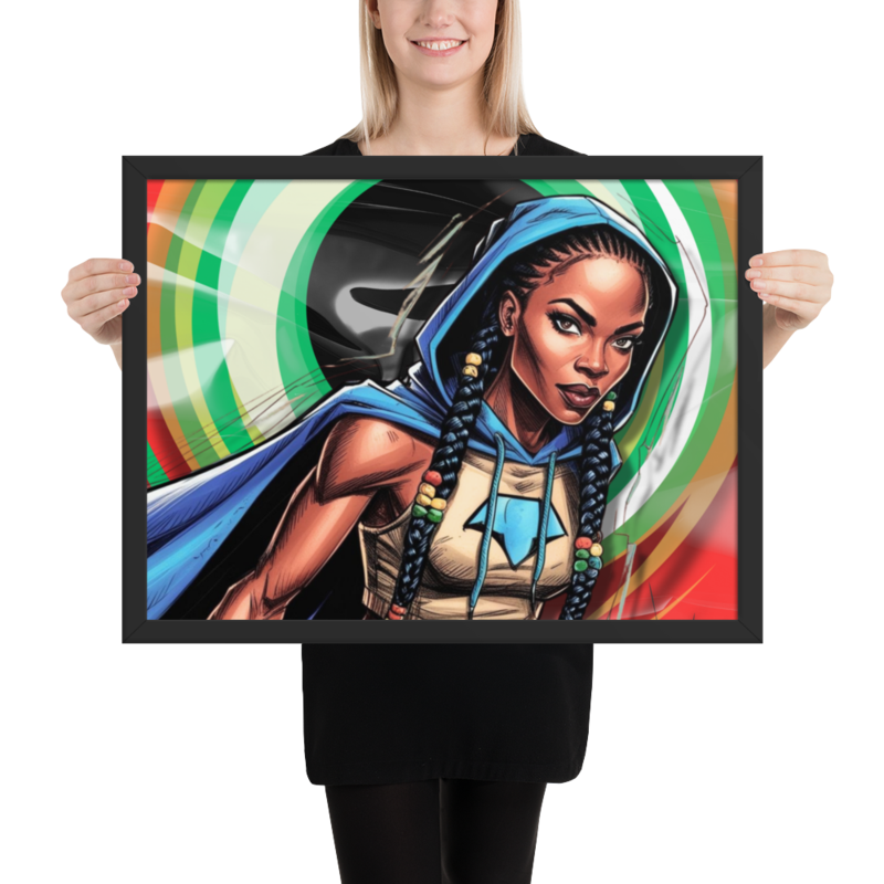 Colorful Framed Superhero Art Print
