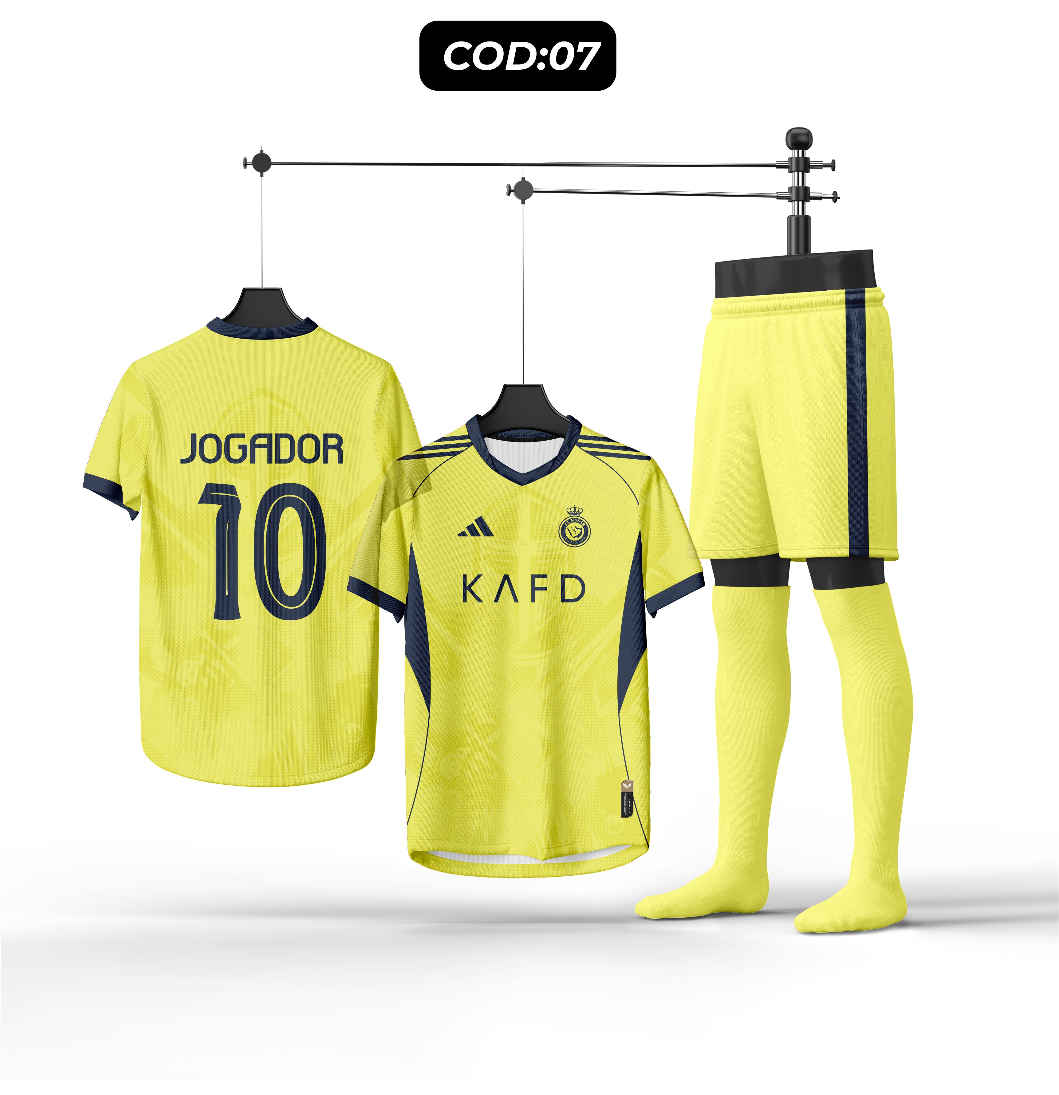 Conjunto de uniforme de futebol amarelo
