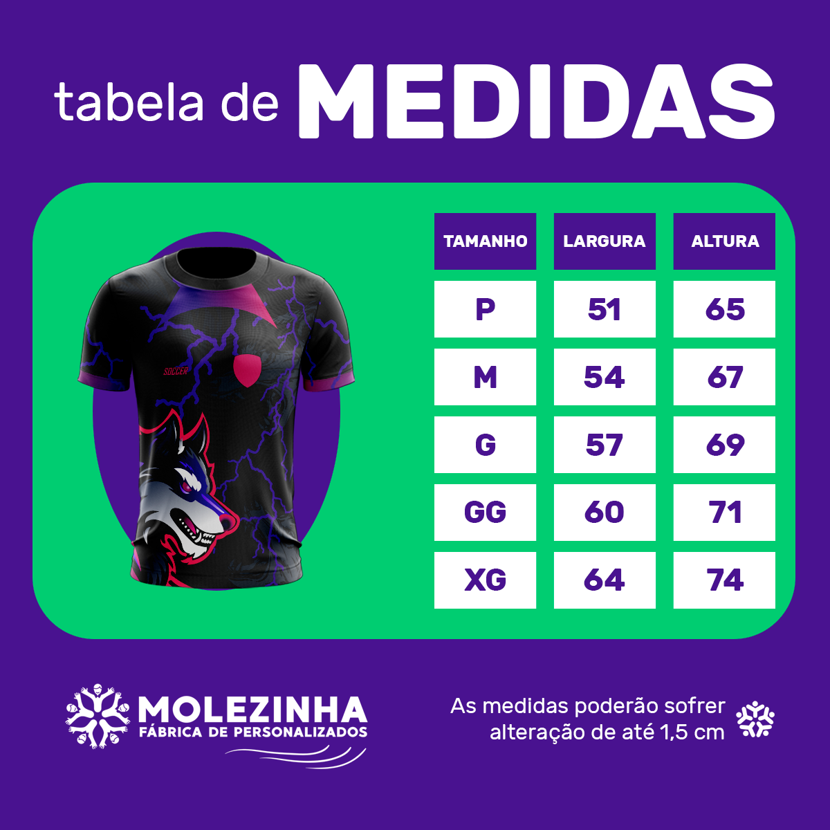 Camiseta Estampada Lobo Roxo  Interclasse 