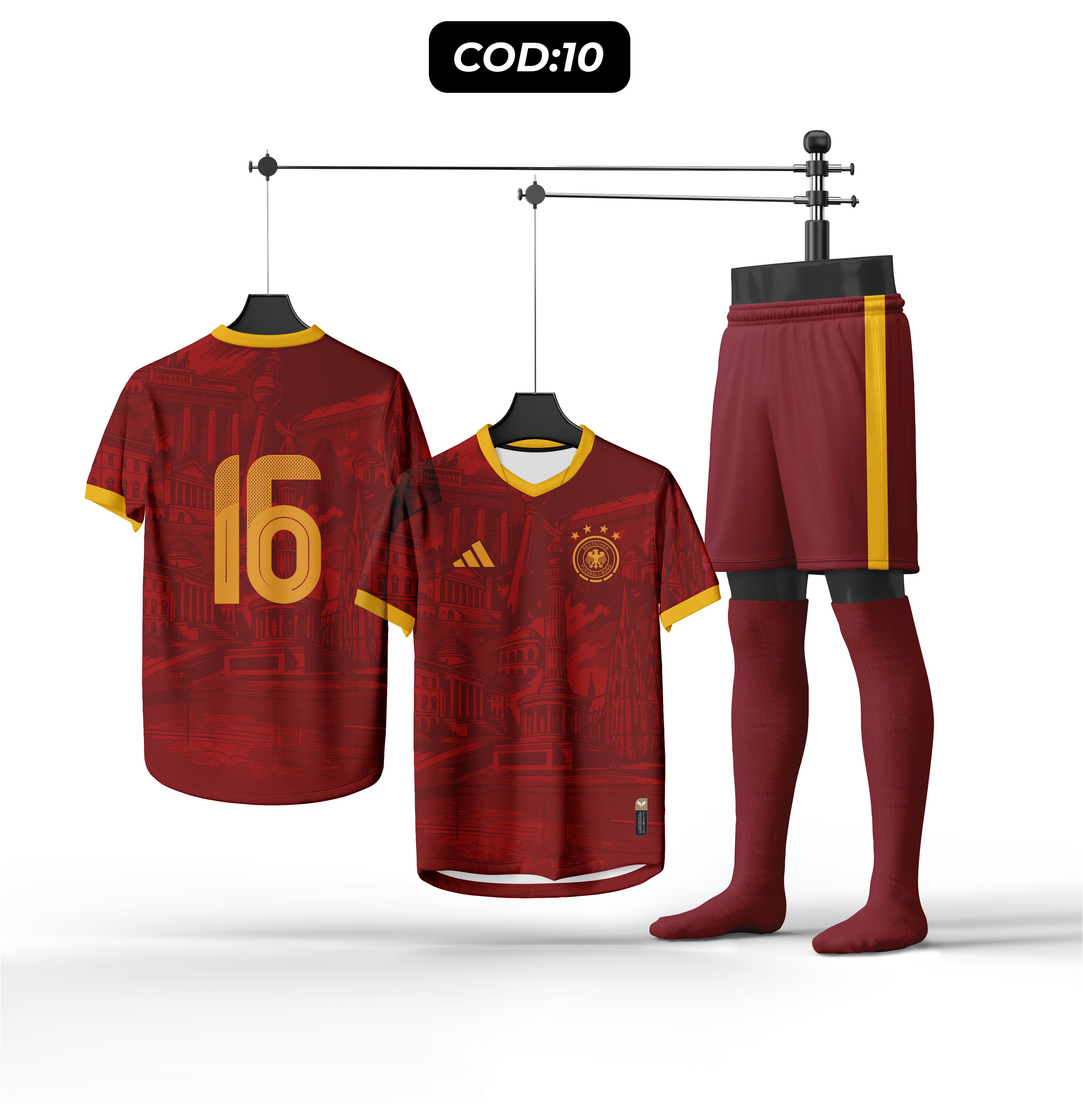 Uniforme de futebol vermelho