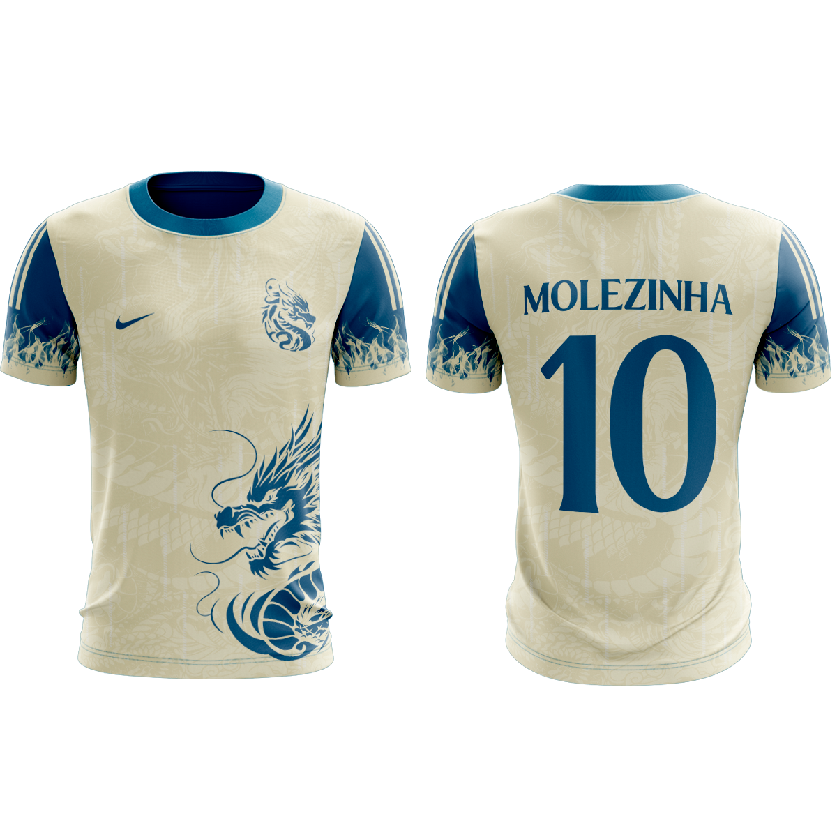 Camiseta Estampada Bege  com dragão azul Interclasse 