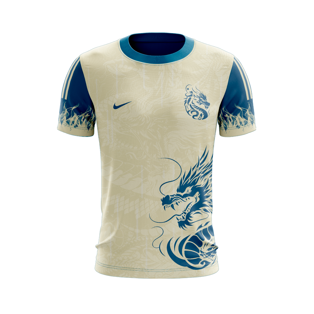 Camiseta Estampada Bege  com dragão azul Interclasse 