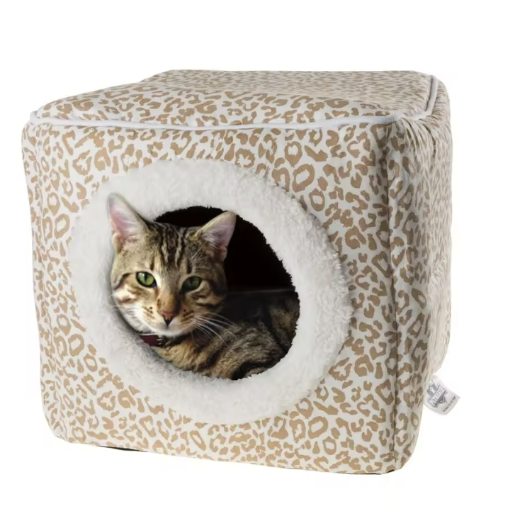 Leopard Print Cat Cube Bed