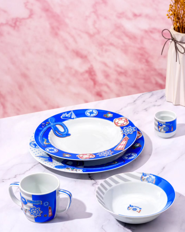 Blue Nautical Ceramic Dinnerware Set