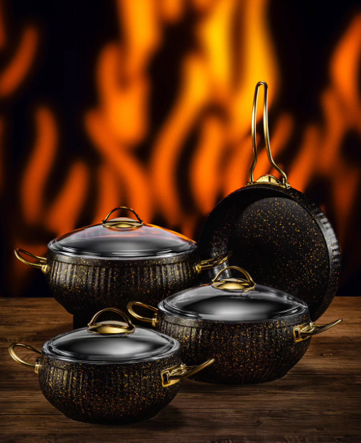 Luxury Black and Gold Cookware Set