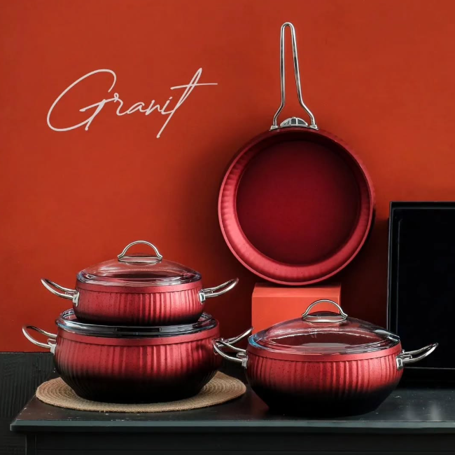 Red Granit Cookware Set