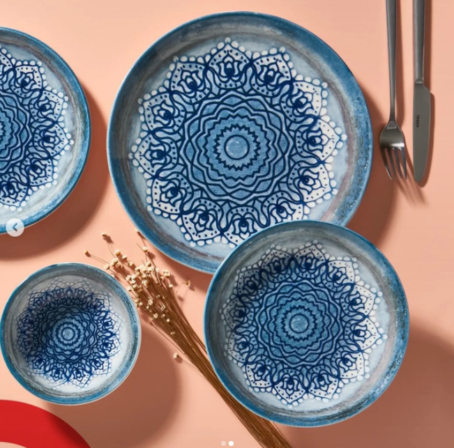 Blue Mandala Ceramic Plate Set