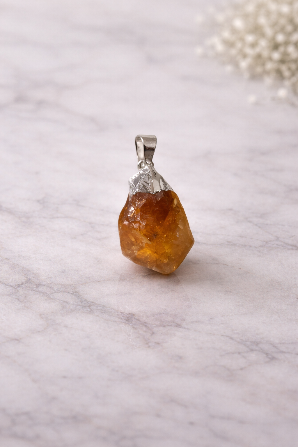 Colgante Citrino Natural Calentado y Plata