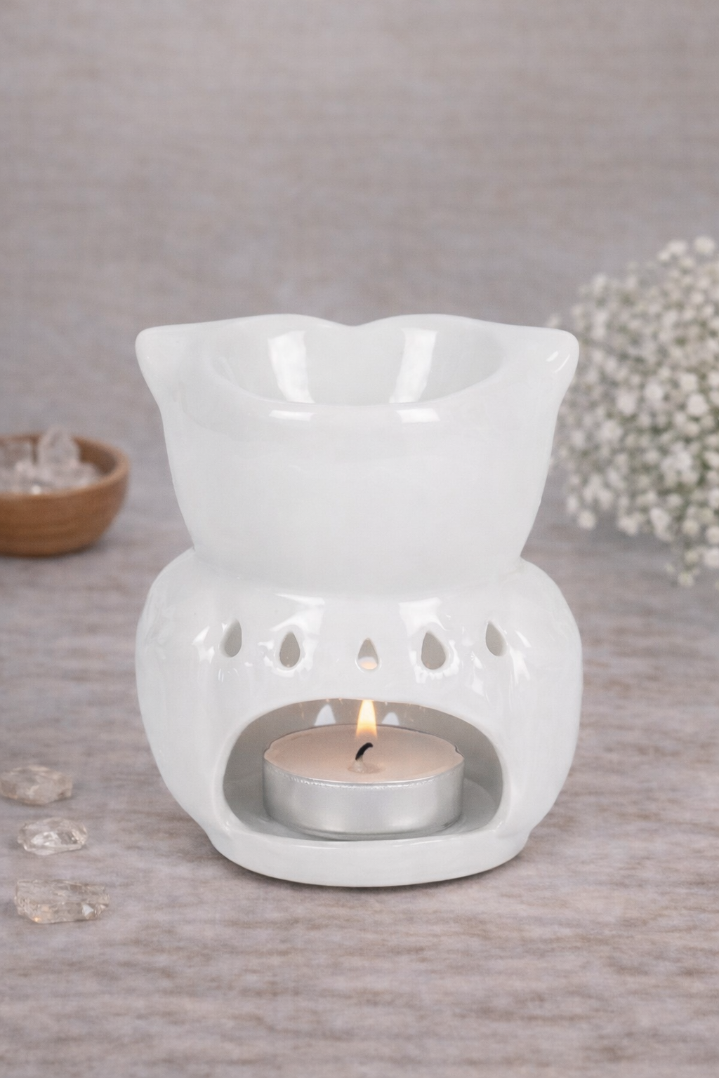 Quemador de wax y aceite White Buho Mystic