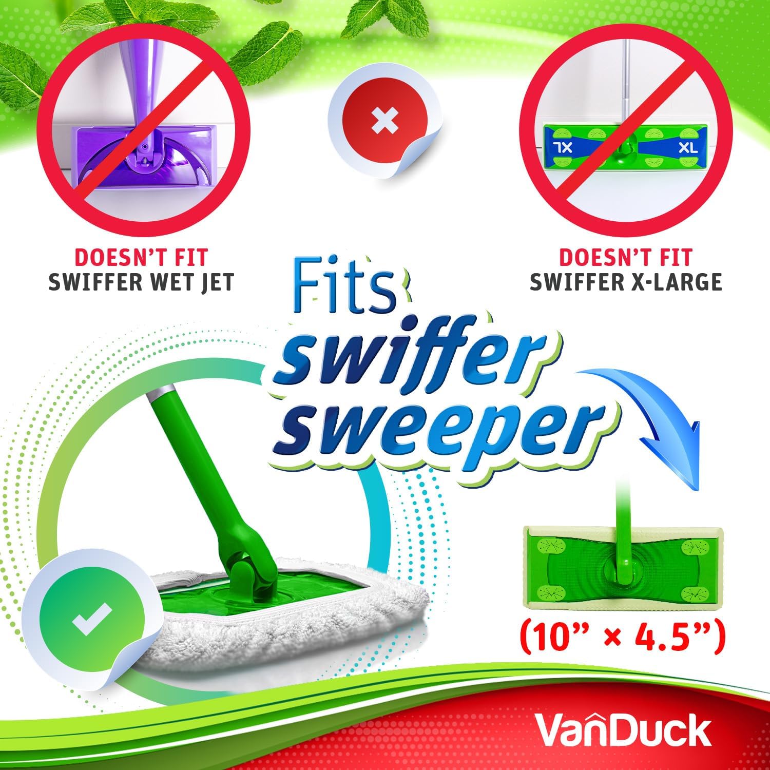 VanDuck Reusable 100% Cotton Mop Pads Compatible with Swiffer Sweeper