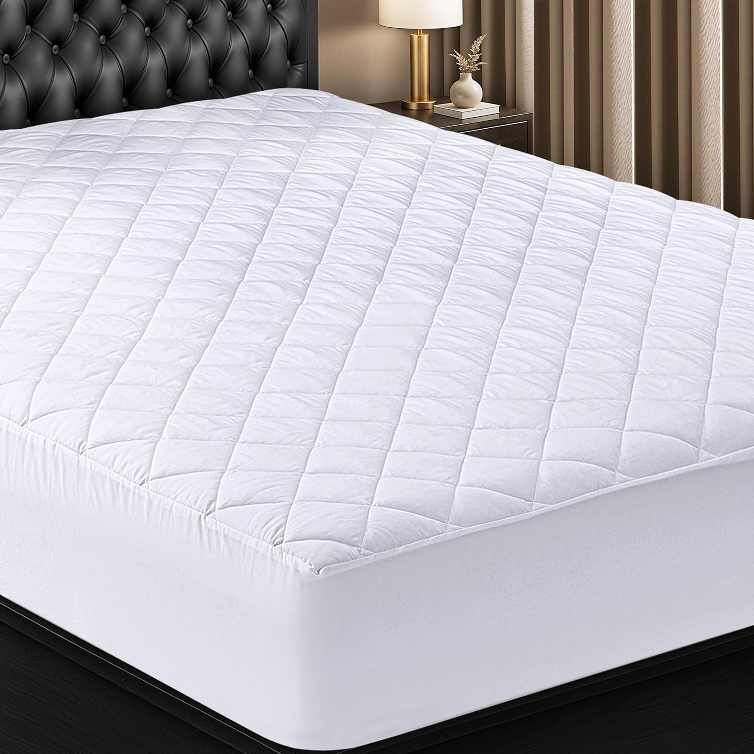 Utopia Bedding Quilted Fitted Mattress Pad, King Size, Elastic Fitted Mattress Topper Protector
