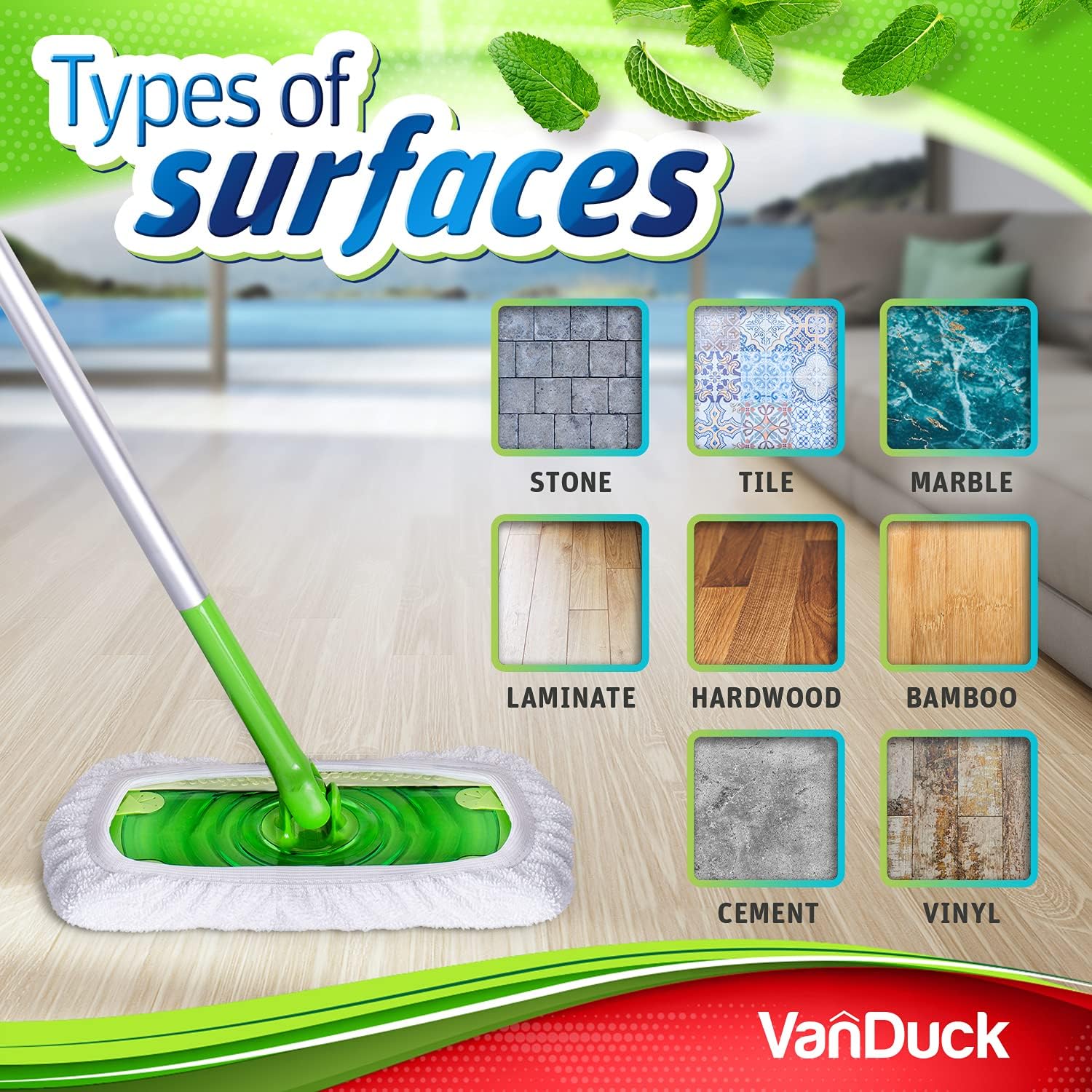VanDuck Reusable 100% Cotton Mop Pads Compatible with Swiffer Sweeper