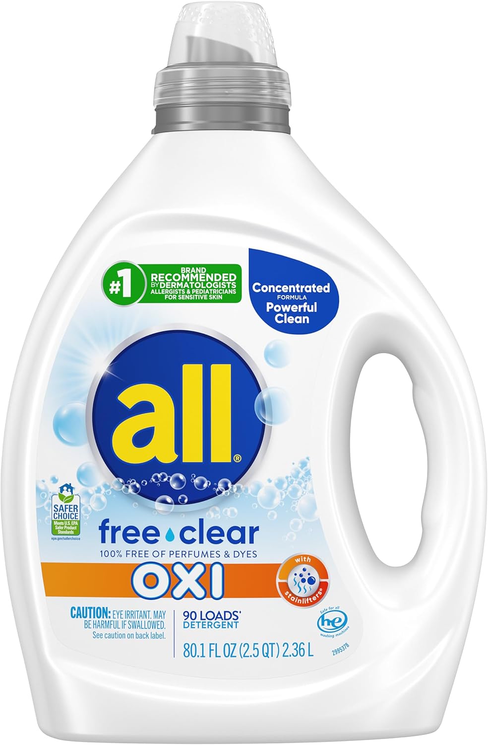 all Liquid Laundry Detergent, Free Clear for Sensitive Skin with OXI