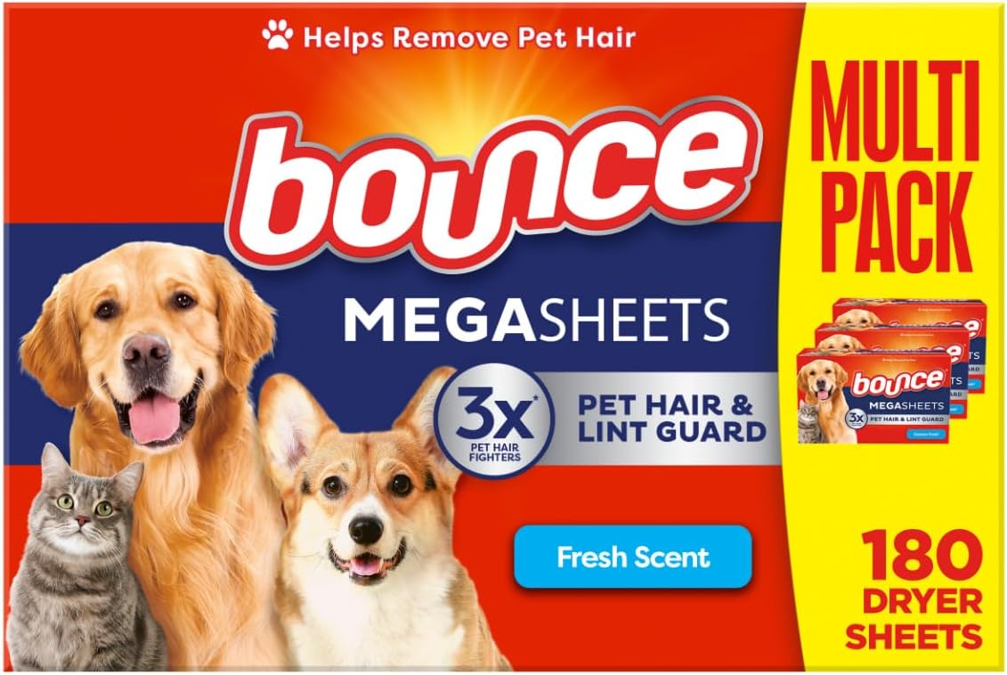 Bounce Pet Hair and Lint Guard Mega Fabric Softener Dryer Sheets