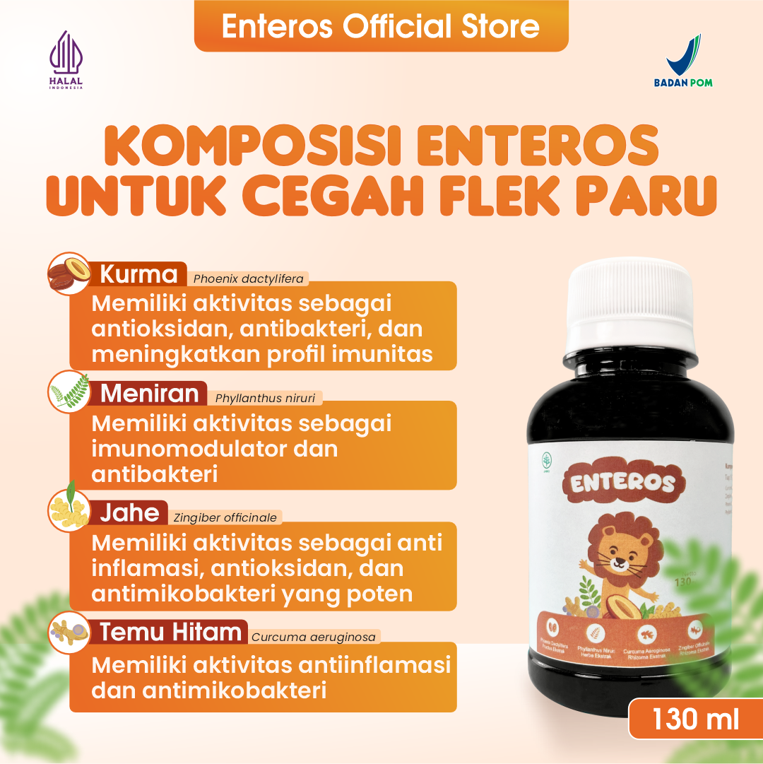 Enteros - Mencegah Flek Paru Pada Anak | Halal & BPOM 130 ml | 2 Botol