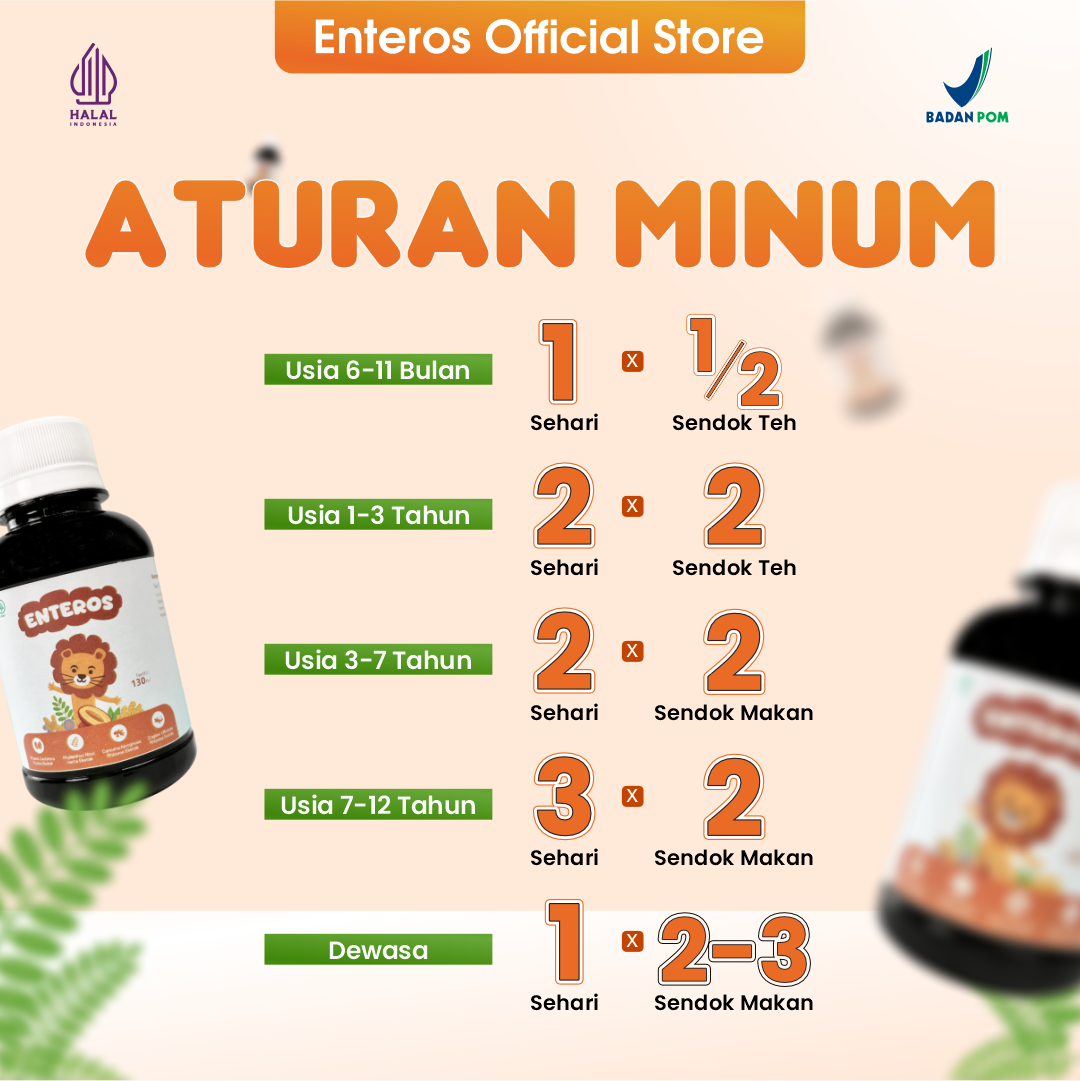 Enteros - Mencegah Flek Paru Pada Anak | Halal & BPOM 130 ml | 3 Botol