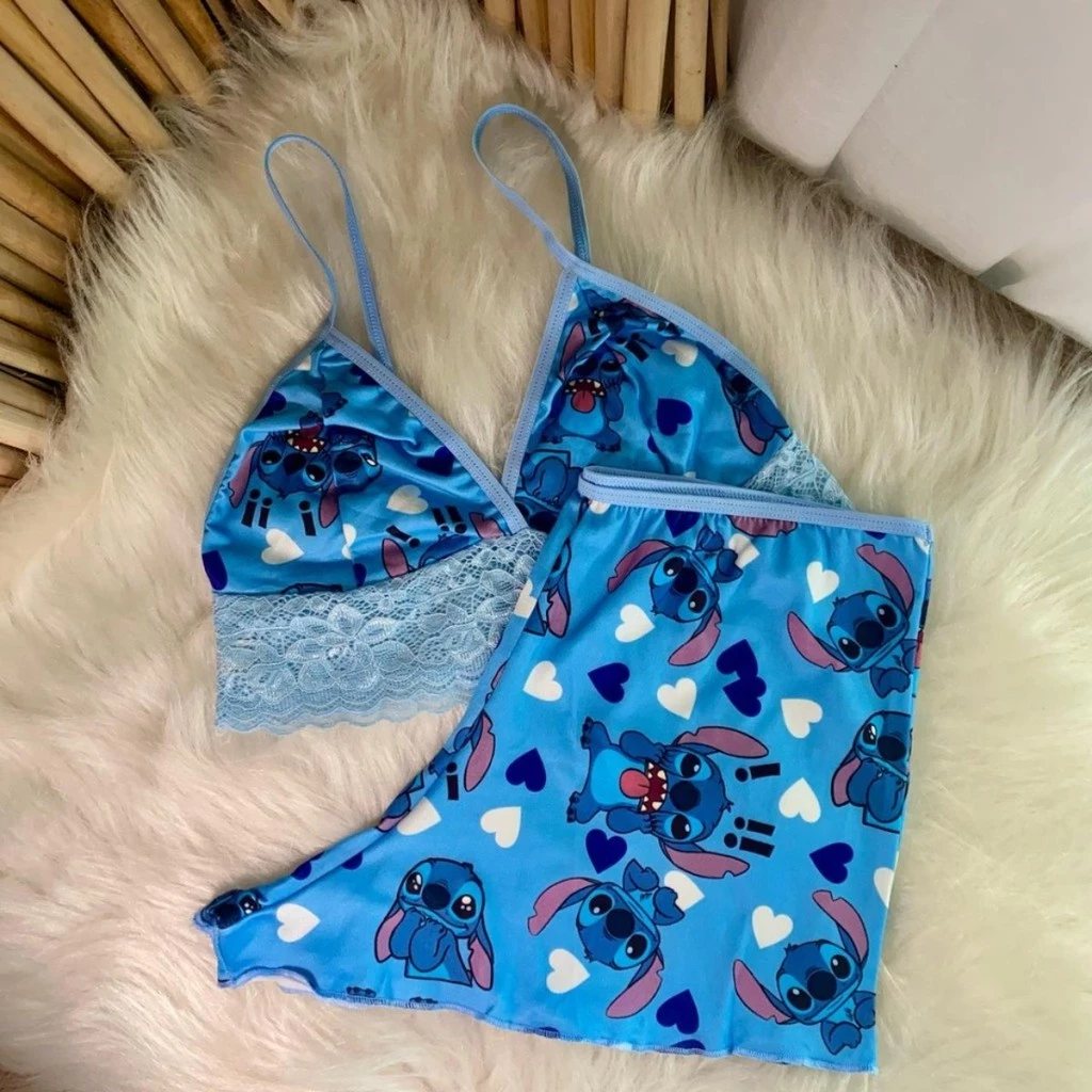 Pijama Baby Doll Estampado Feminino – Conforto e Estilo com Seus Personagens Favoritos