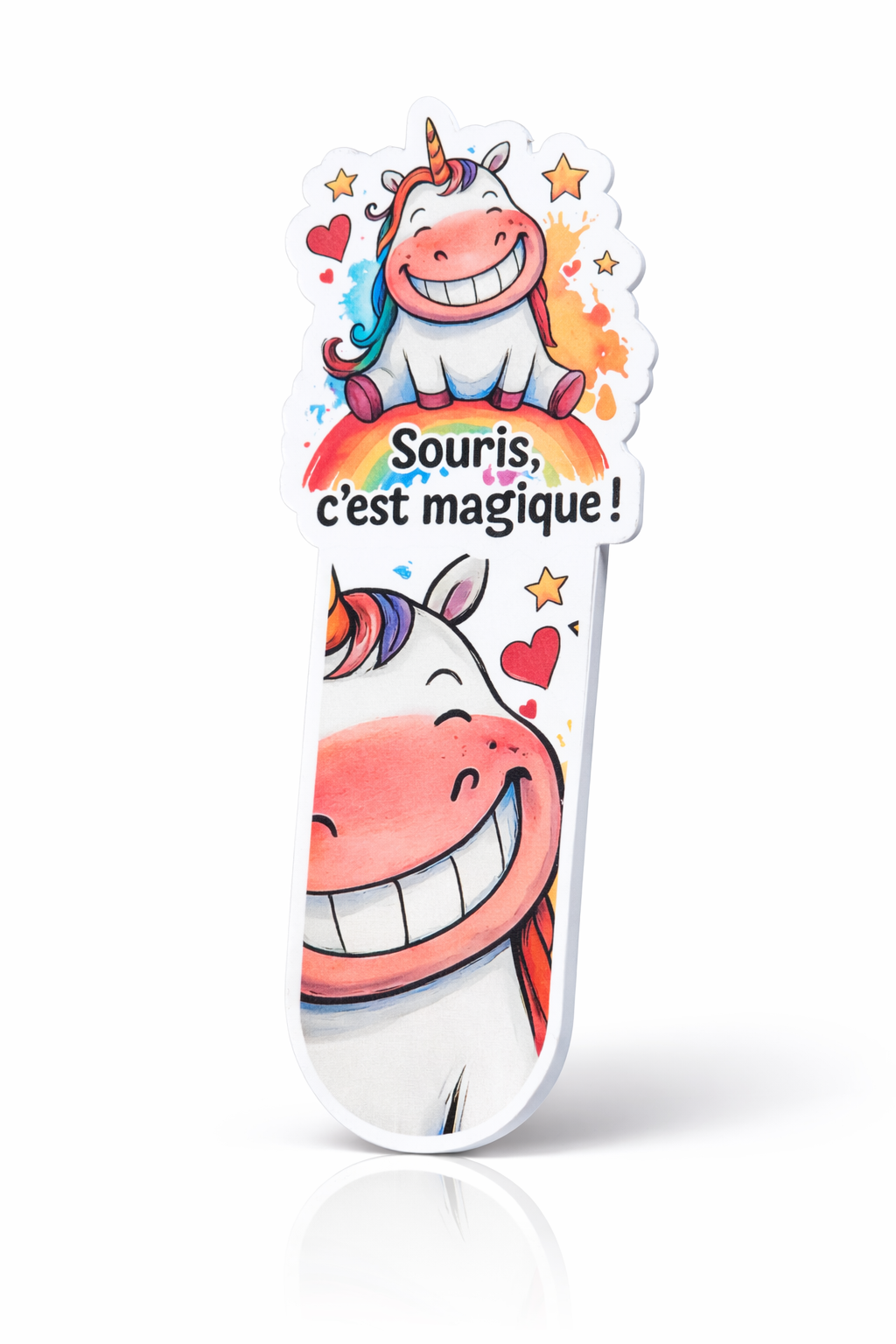 Marque-page licorne souriante