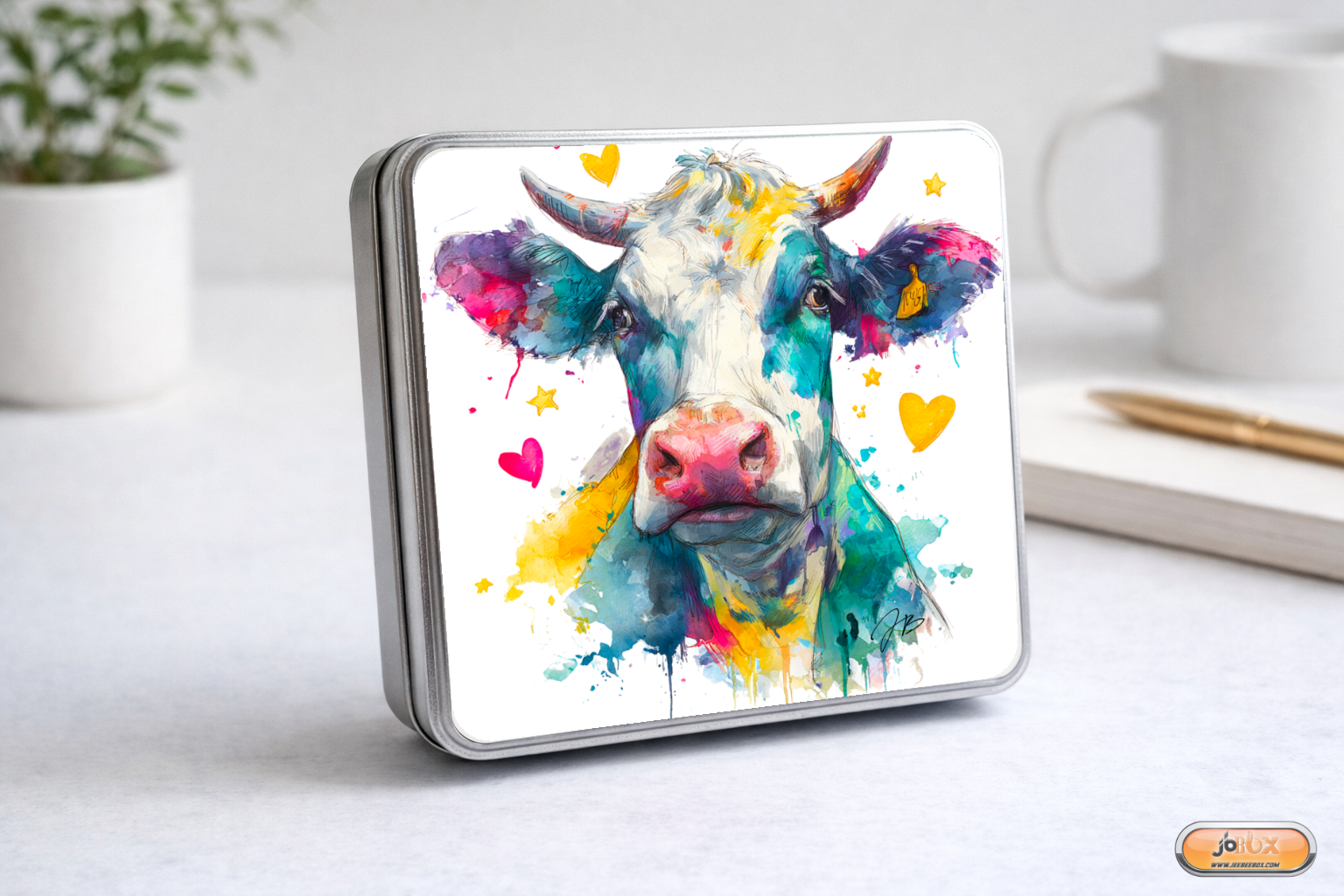 Boîte métallique Vache coloré