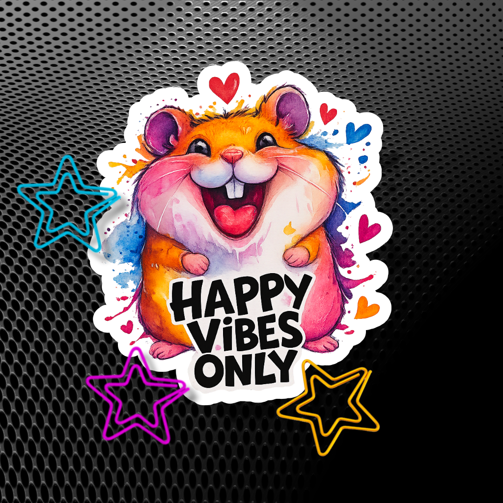 Autocollant 'Happy Vibes Only' Hamster