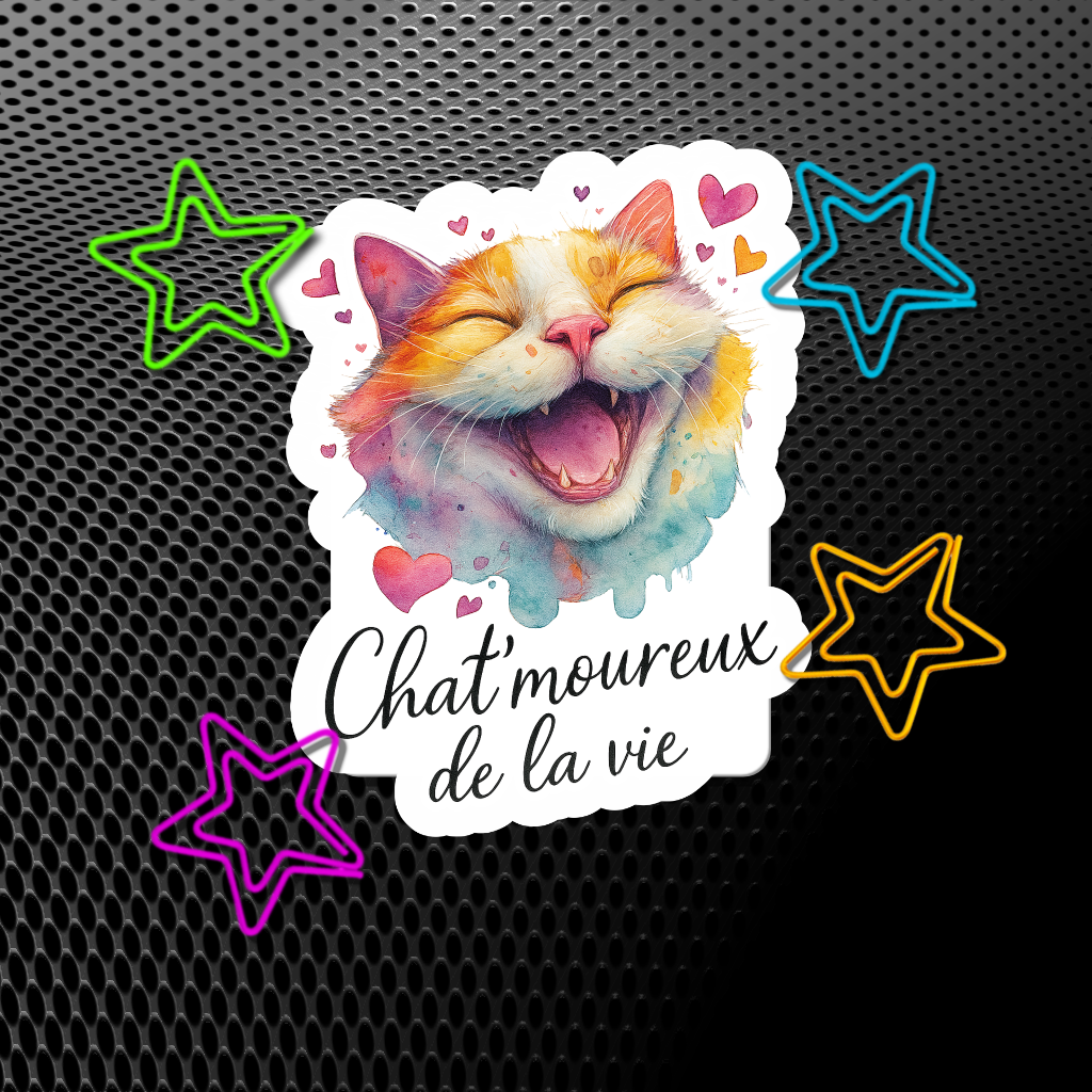 Autocollant Chat amoureux de la vie
