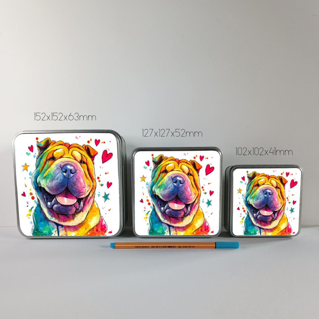 Boîtes métalliques carrées Shar Pei