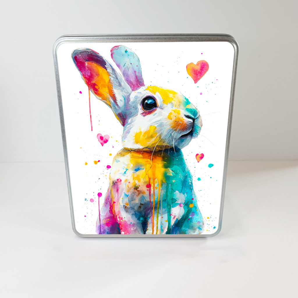Boîte métallique Lapin coloré