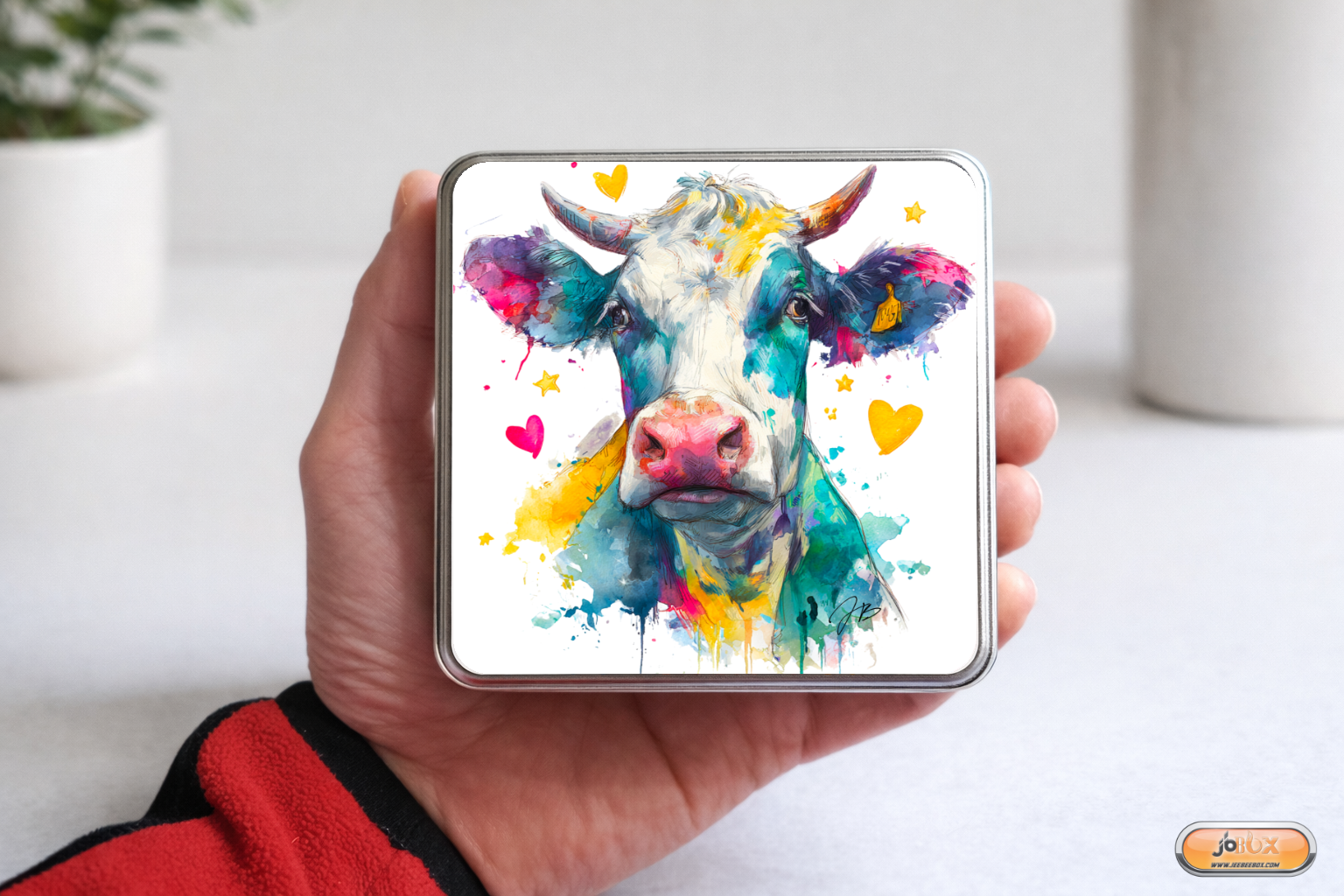 Boîte métallique Vache coloré