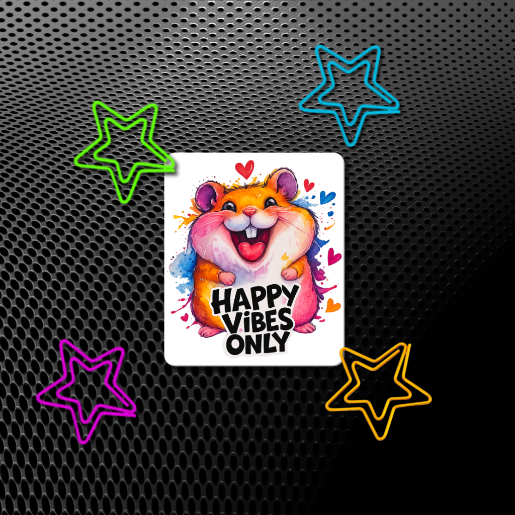 Autocollant 'Happy Vibes Only' Hamster