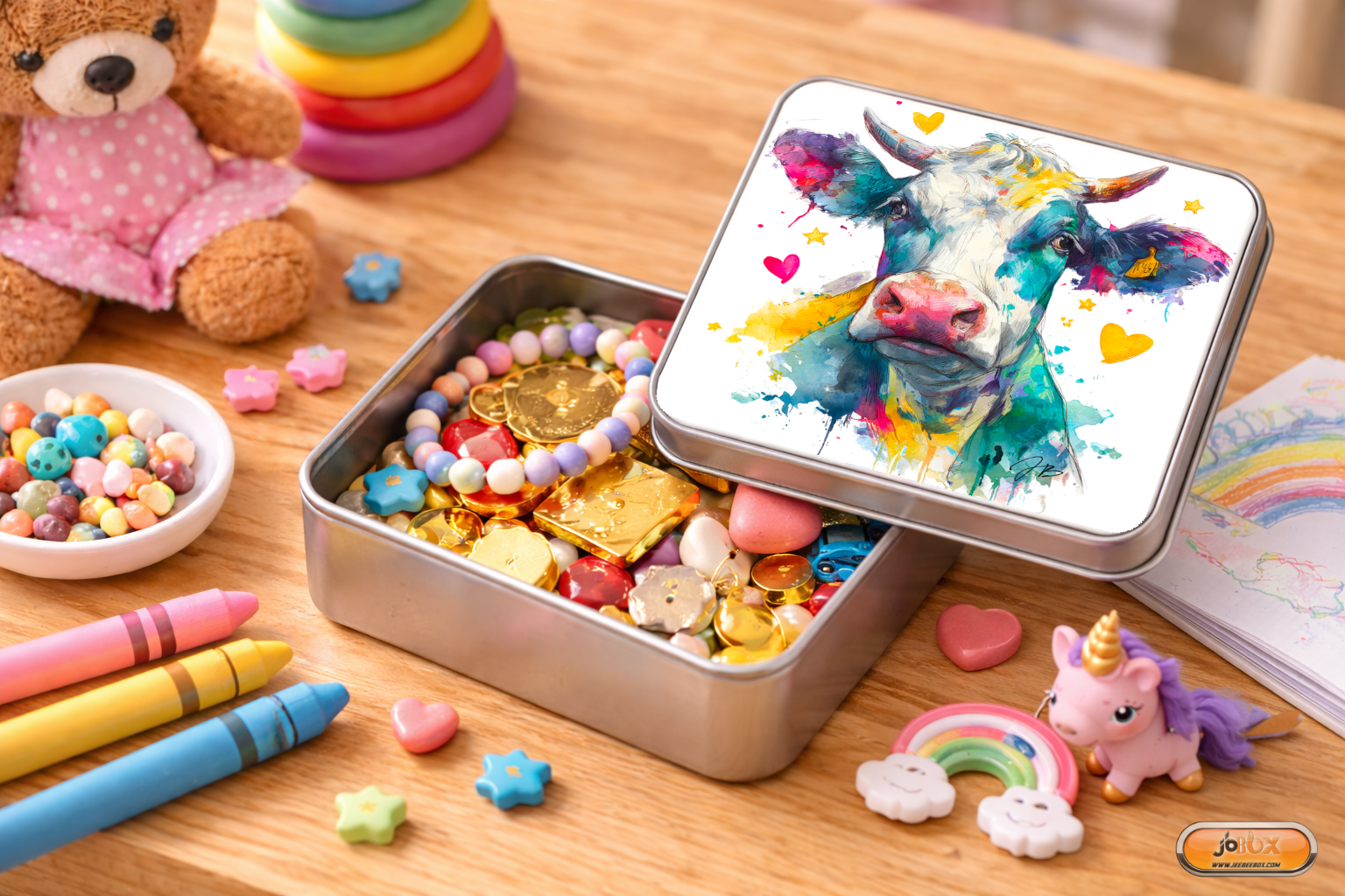 Boîte métallique Vache coloré