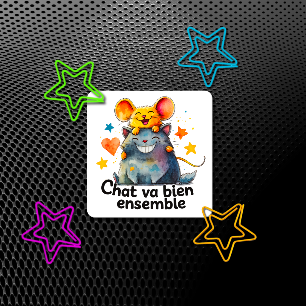 Autocollant 'Chat va bien ensemble'