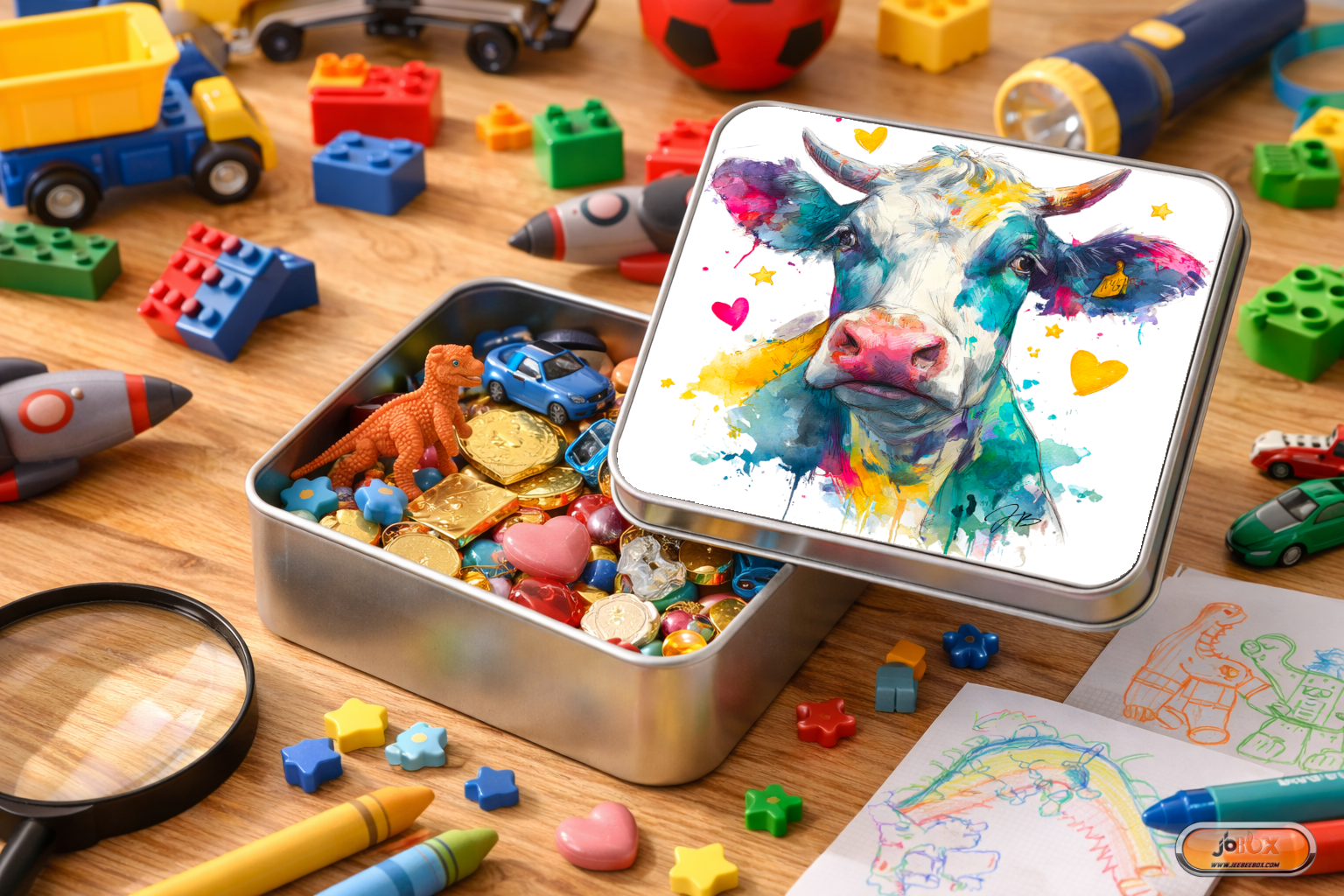 Boîte métallique Vache coloré