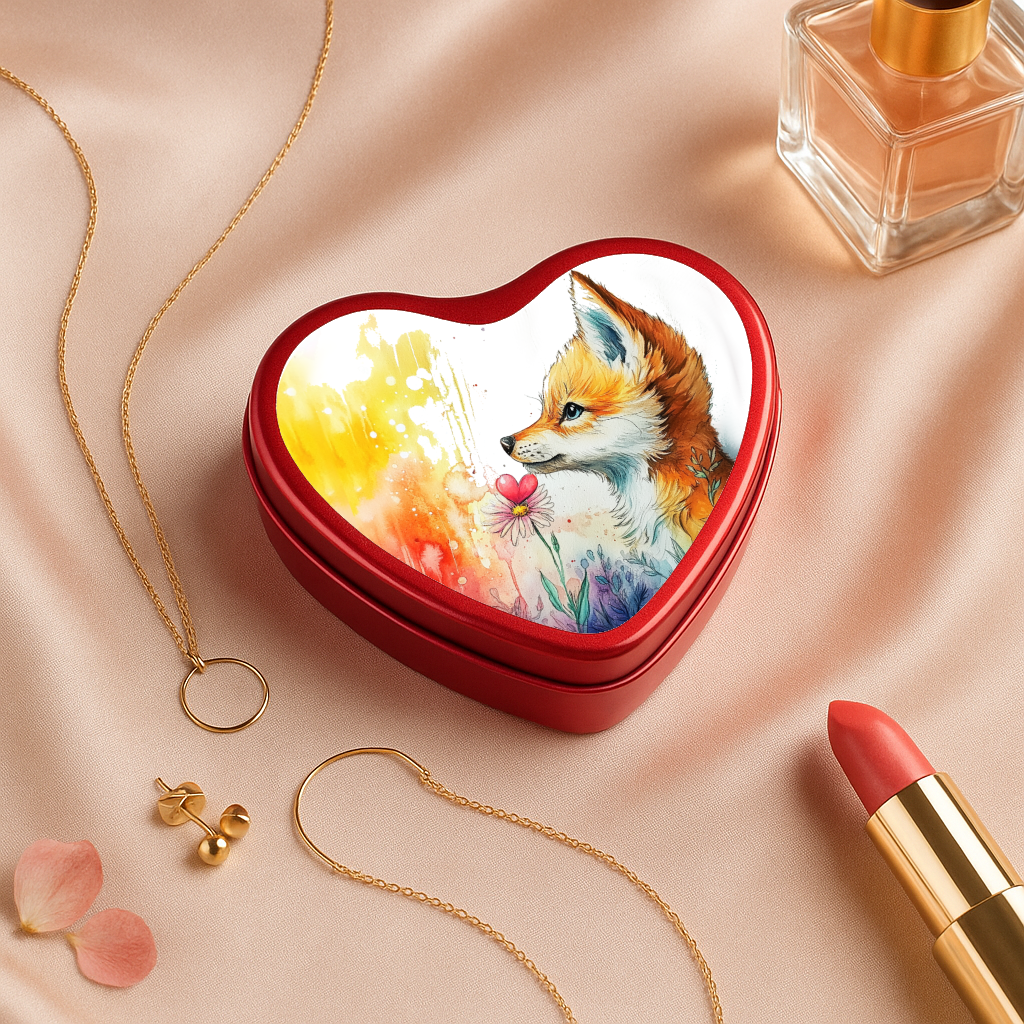 Boîte cœur renardeau coloré