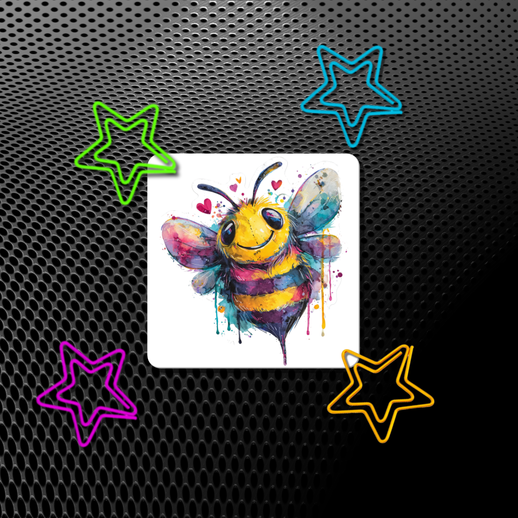 Sticker Aquarelle – Abeille Joyeuse