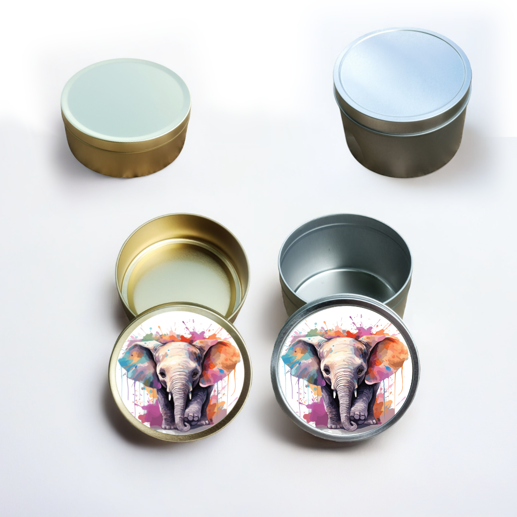 Boîte métallique avec motif éléphant