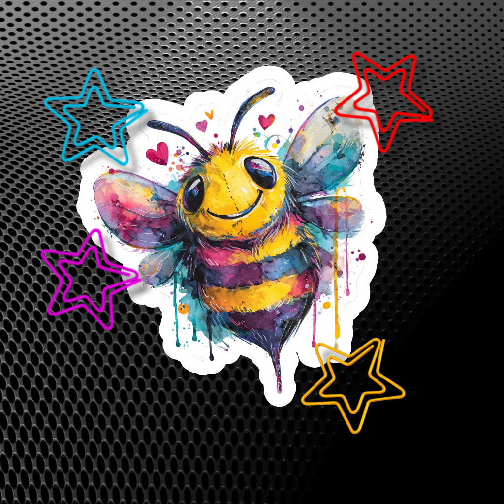 Sticker Aquarelle – Abeille Joyeuse
