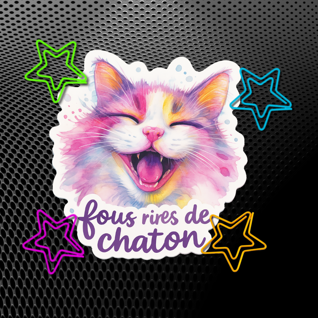 Autocollant Chaton Rieur
