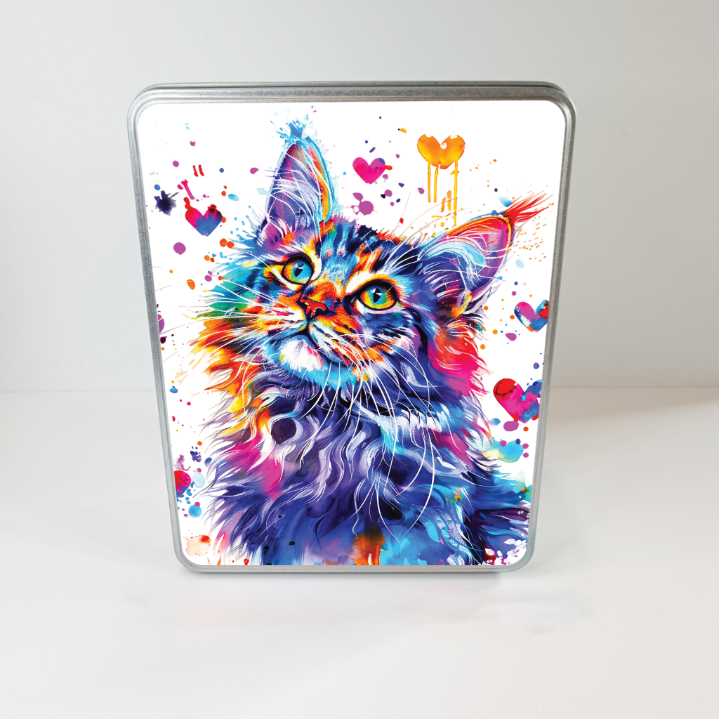 Boîte métallique Chat coloré
