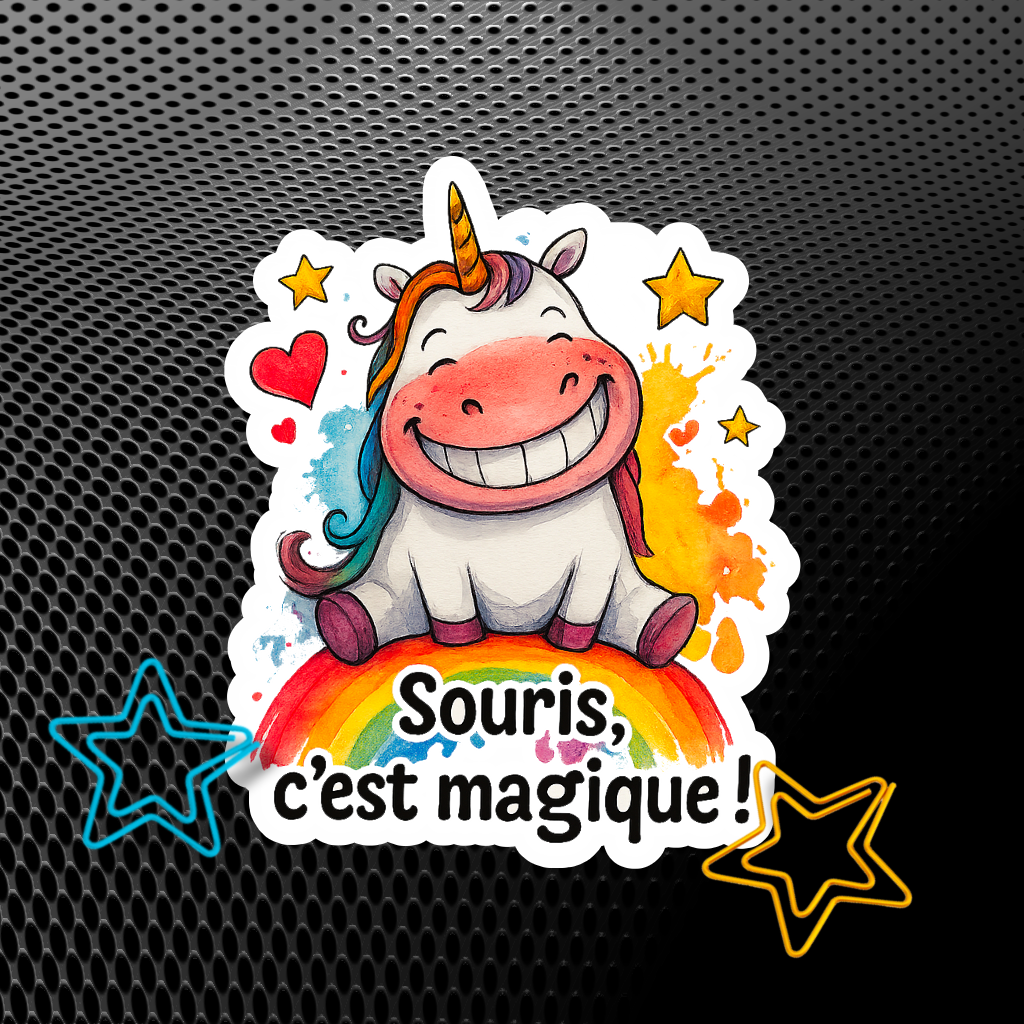 Autocollant Licorne Souriante