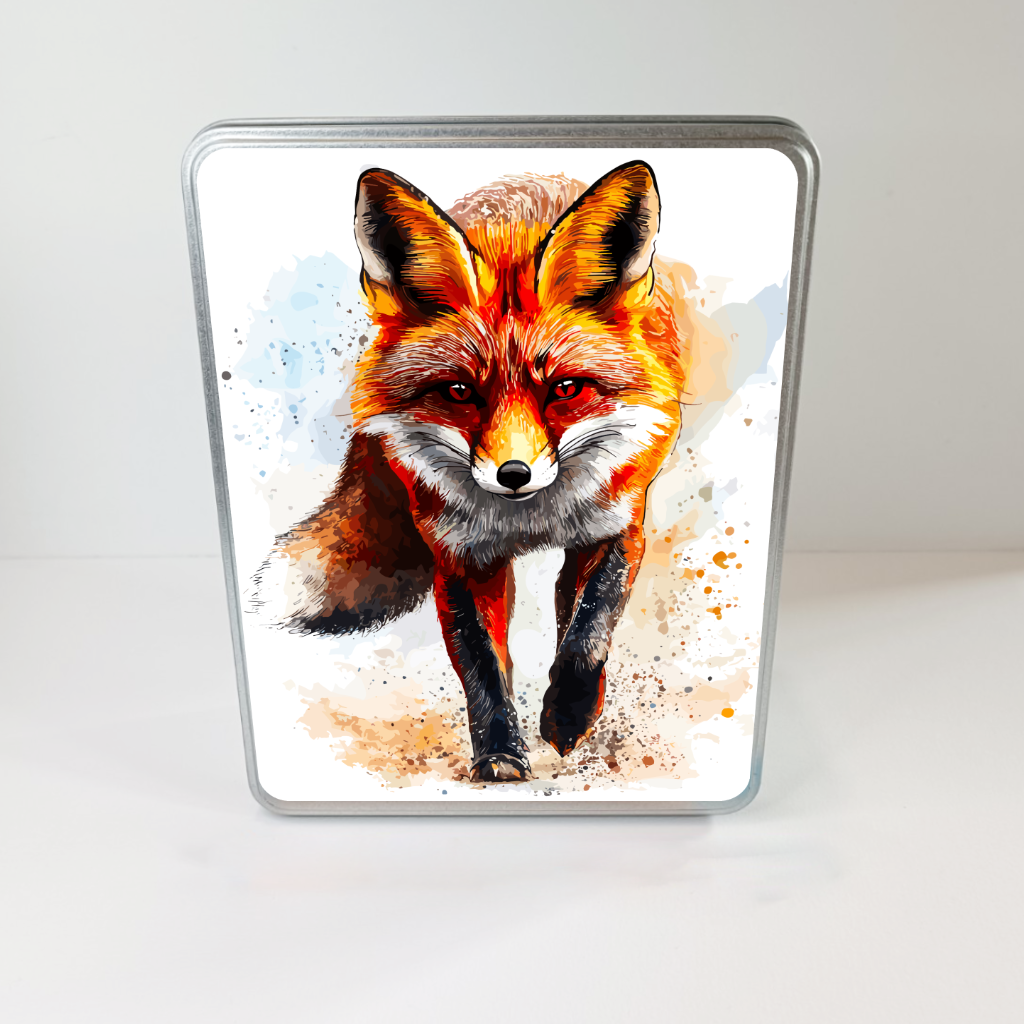 Boîte métallique illustrée renard