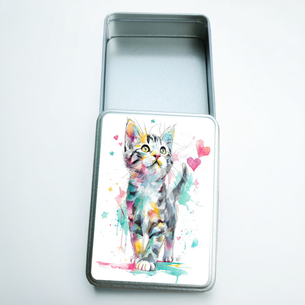Boîte en métal chaton mignon