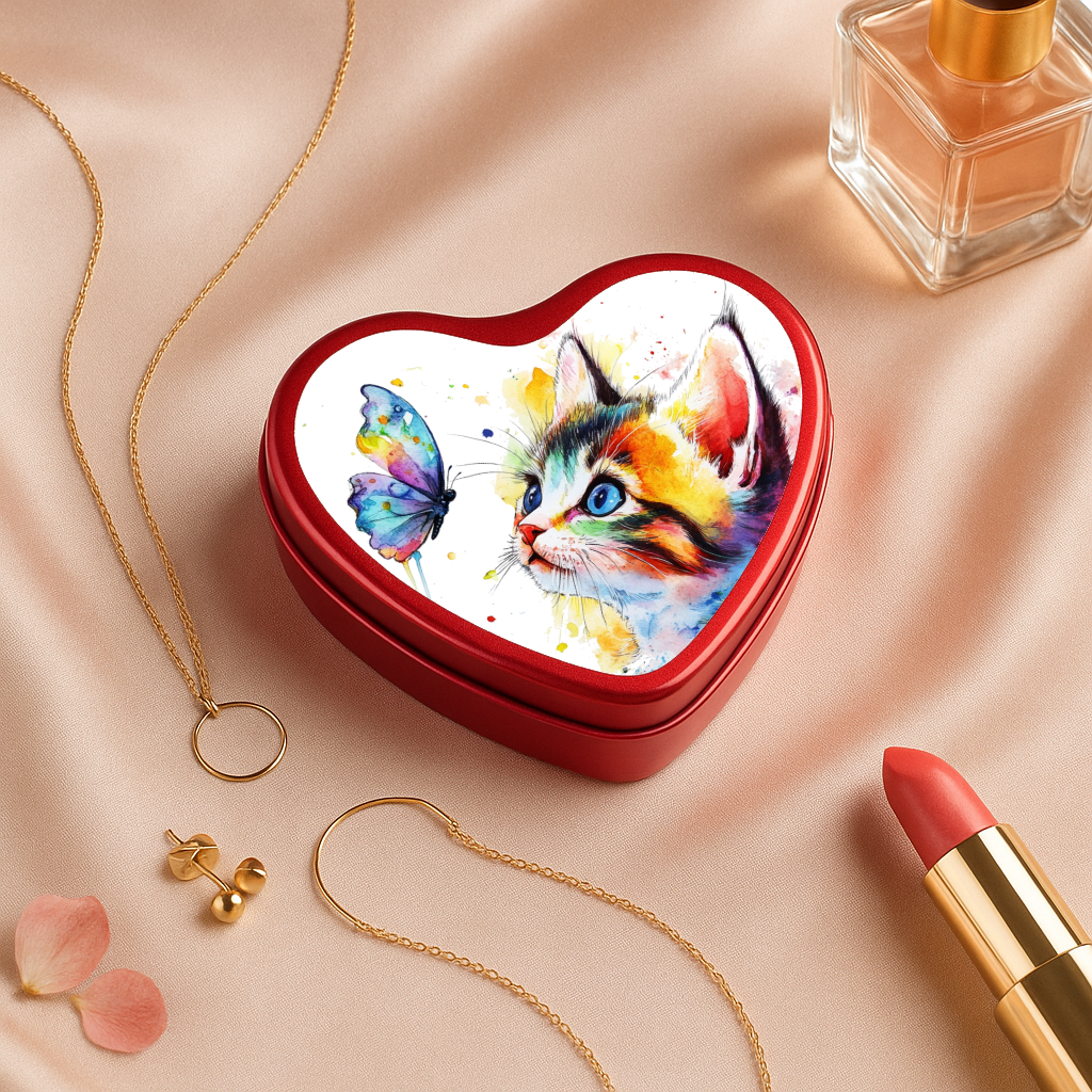 Boîte Chat avec papillon coloré