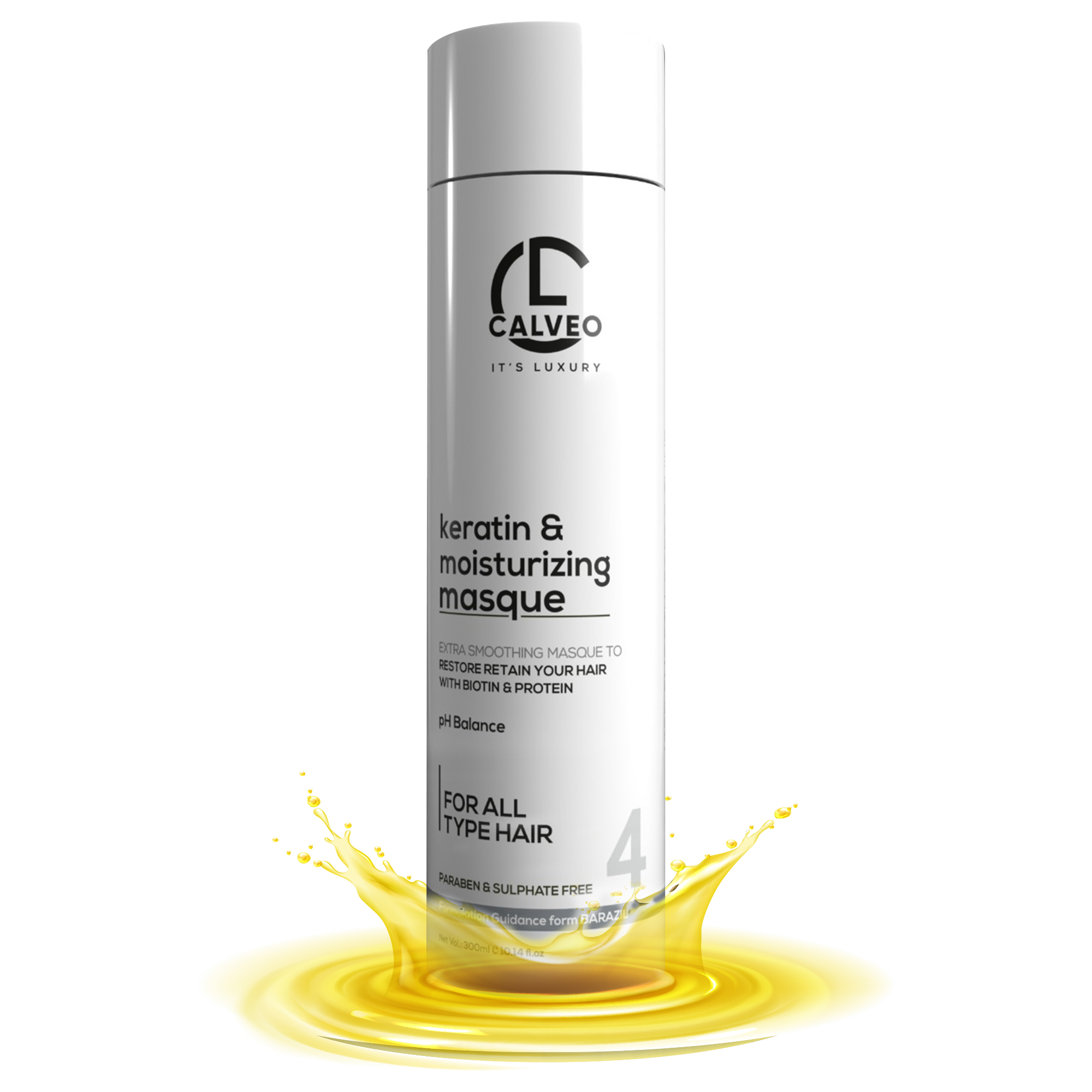 CALVEO Keratin & Moisturizing Masque for Damaged Dull Dry | Anti Frizz Conditioner| Straight, Shiny Strong Salon Like Finish | For All Types 300ml