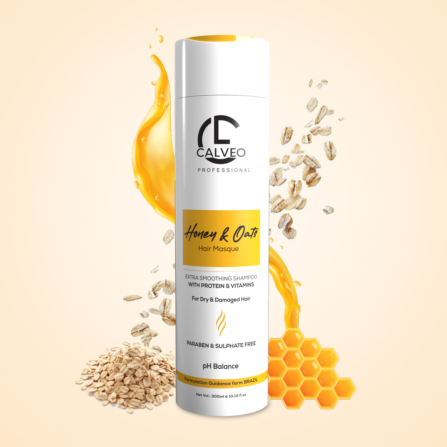 CALVEO Honey & Oats Keratin Hair Masque – Deep Moisturizing & Repair Treatment for Dry, Frizzy Hair | Sulfate & Paraben-Free Nourishing Hair Mask