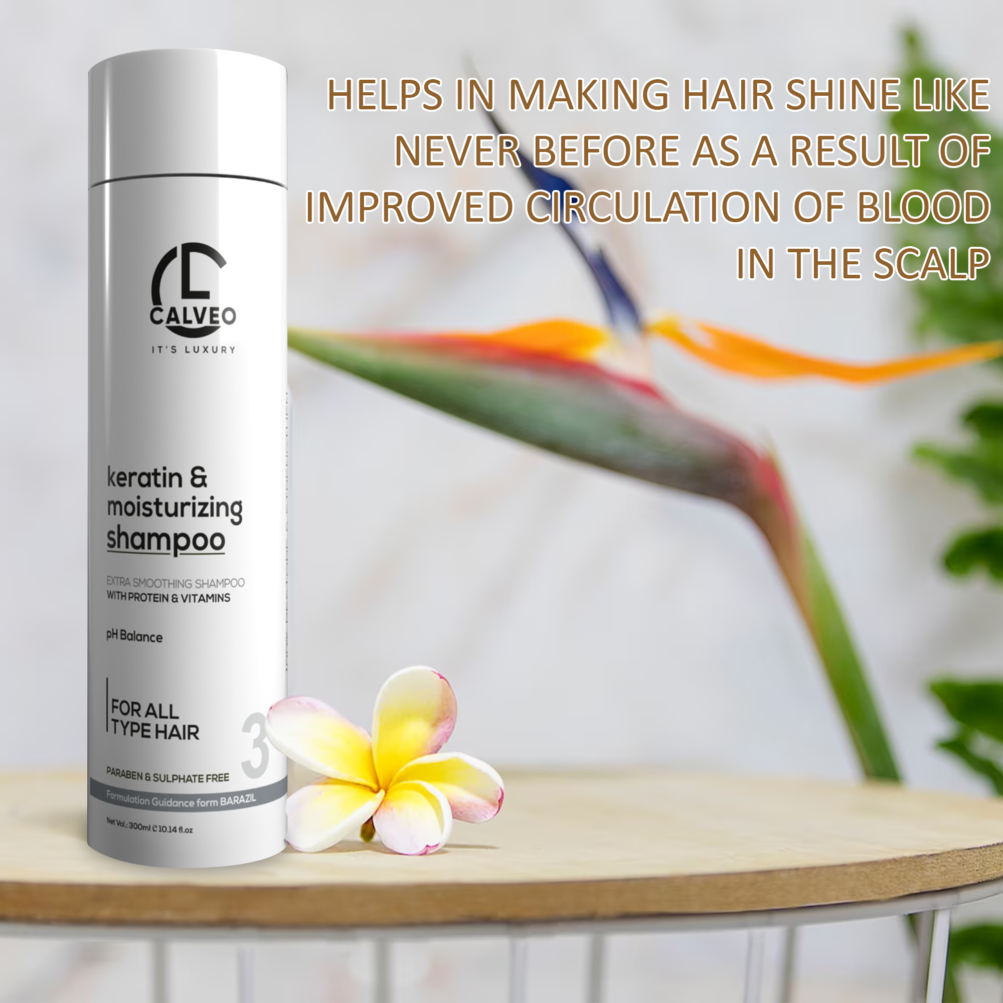 CALVEO Keratin & Hair Moisturizing Shampoo | Smooth, Silky, Frizz-Free, Hydrating Formula | Daily Hair Care for Strong, Shiny & Healthy Hair | Salon Quality Cleanser